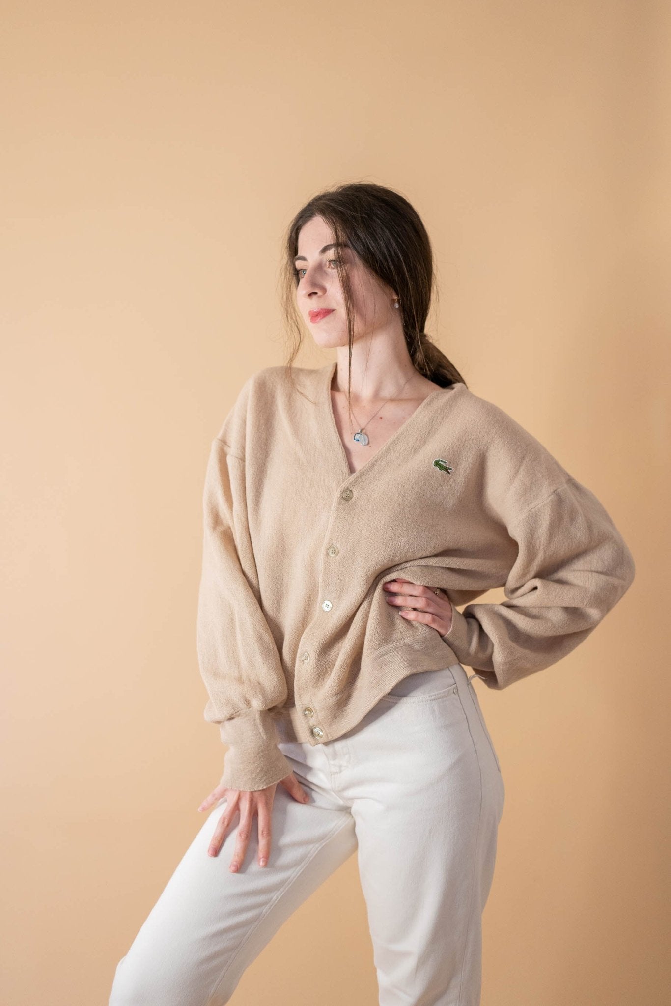 Pull Lacoste Vintage Femme 419 - BEIGE - M - amifrip - Friperie en ligne et vêtements vintage