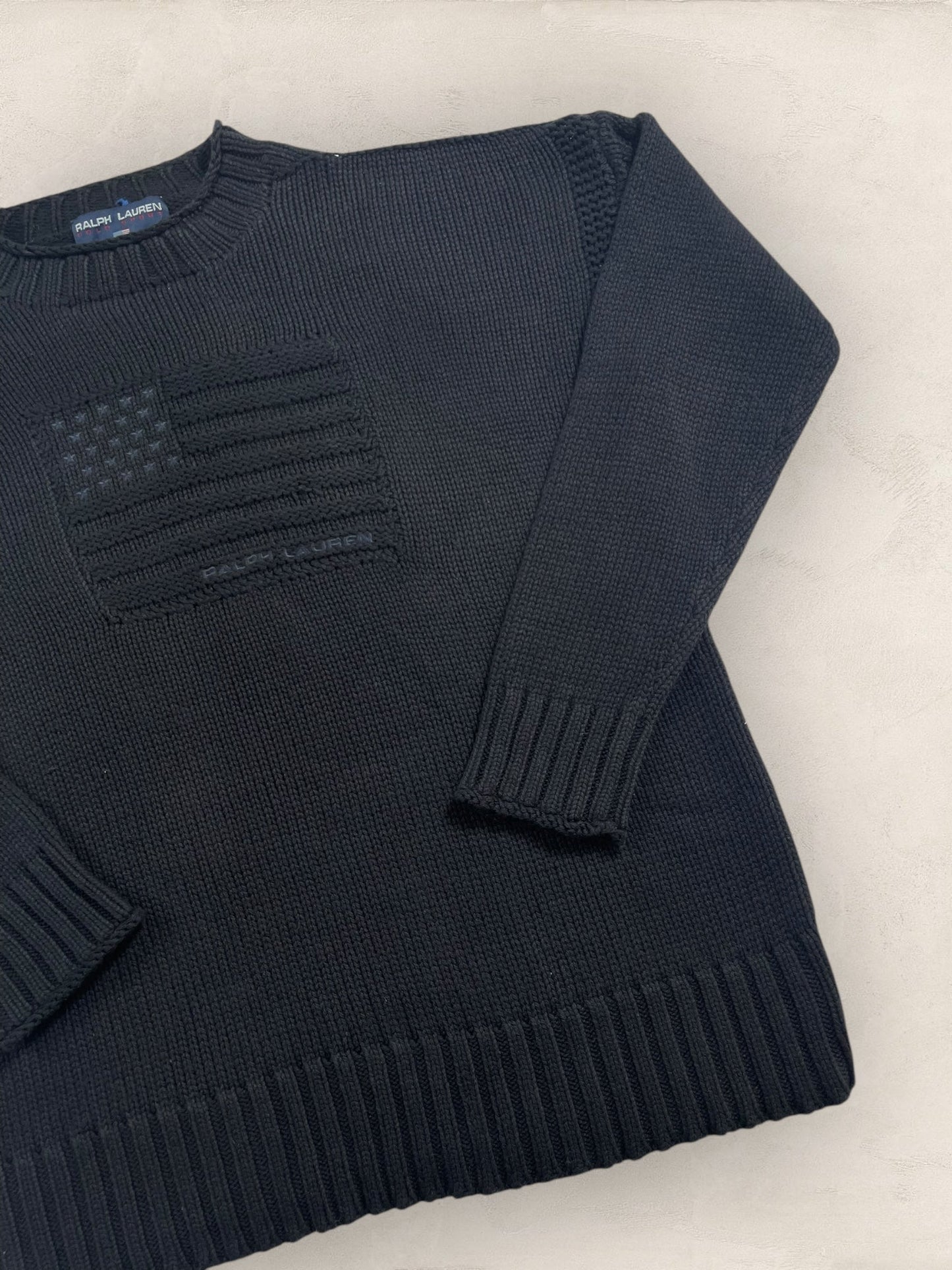 pull - ralph - lauren - flag - ref: - 2600 - NOIR - L - amifrip - Friperie en ligne et vêtements vintage