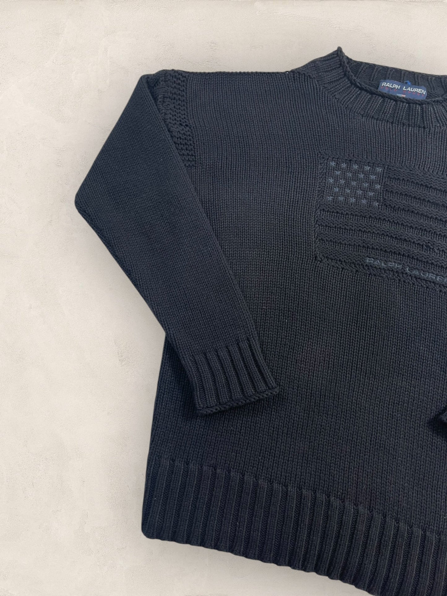 pull - ralph - lauren - flag - ref: - 2600 - NOIR - L - amifrip - Friperie en ligne et vêtements vintage