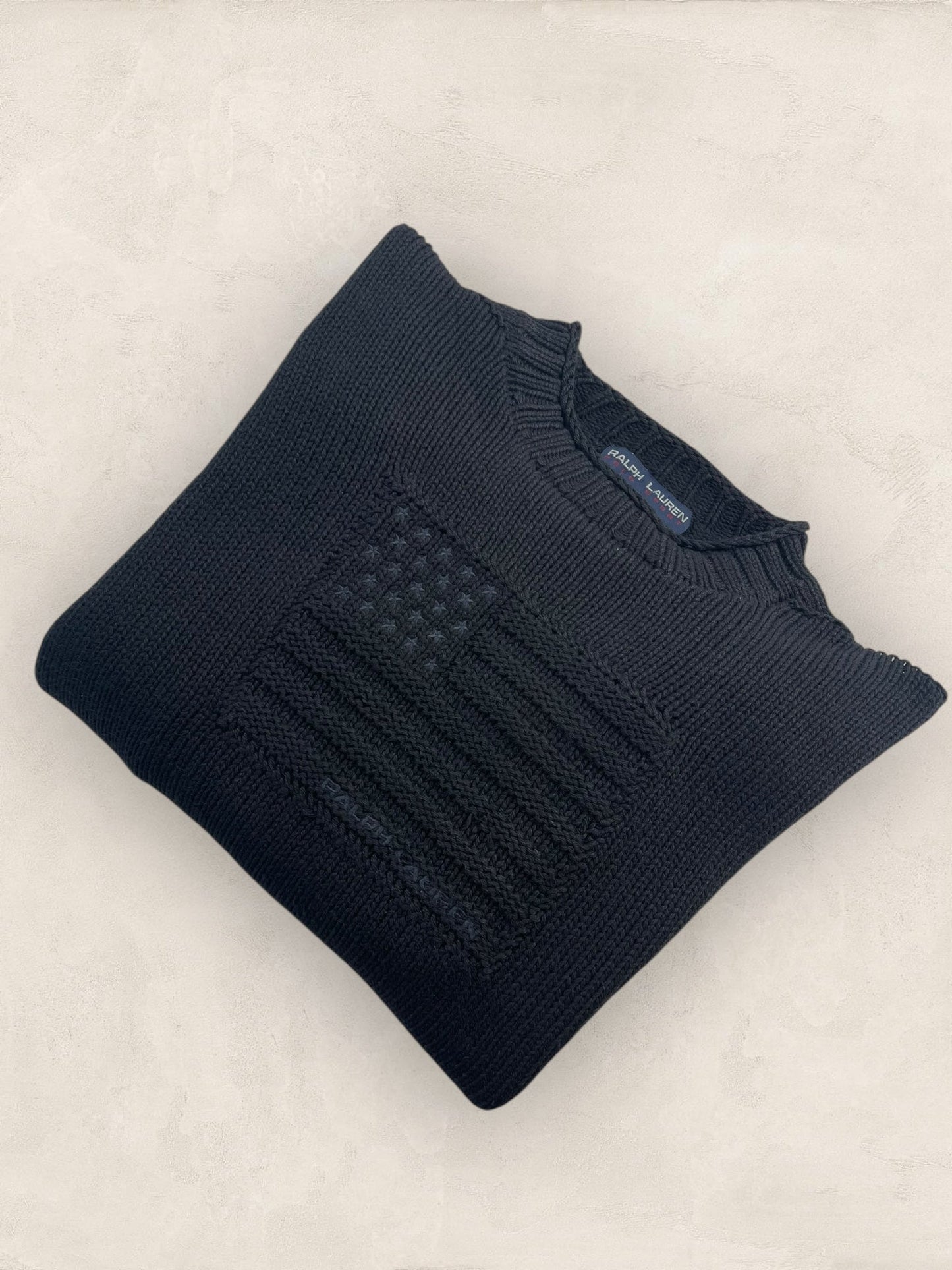 pull - ralph - lauren - flag - ref: - 2600 - NOIR - L - amifrip - Friperie en ligne et vêtements vintage