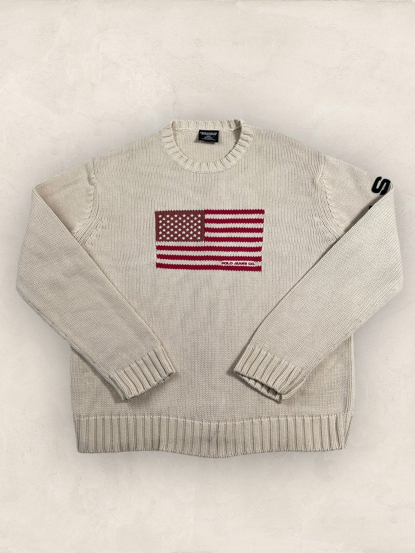 Pull Ralph Lauren Flag/Drapeau américain ref: 2603 - CREME - L - amifrip - Friperie en ligne et vêtements vintage