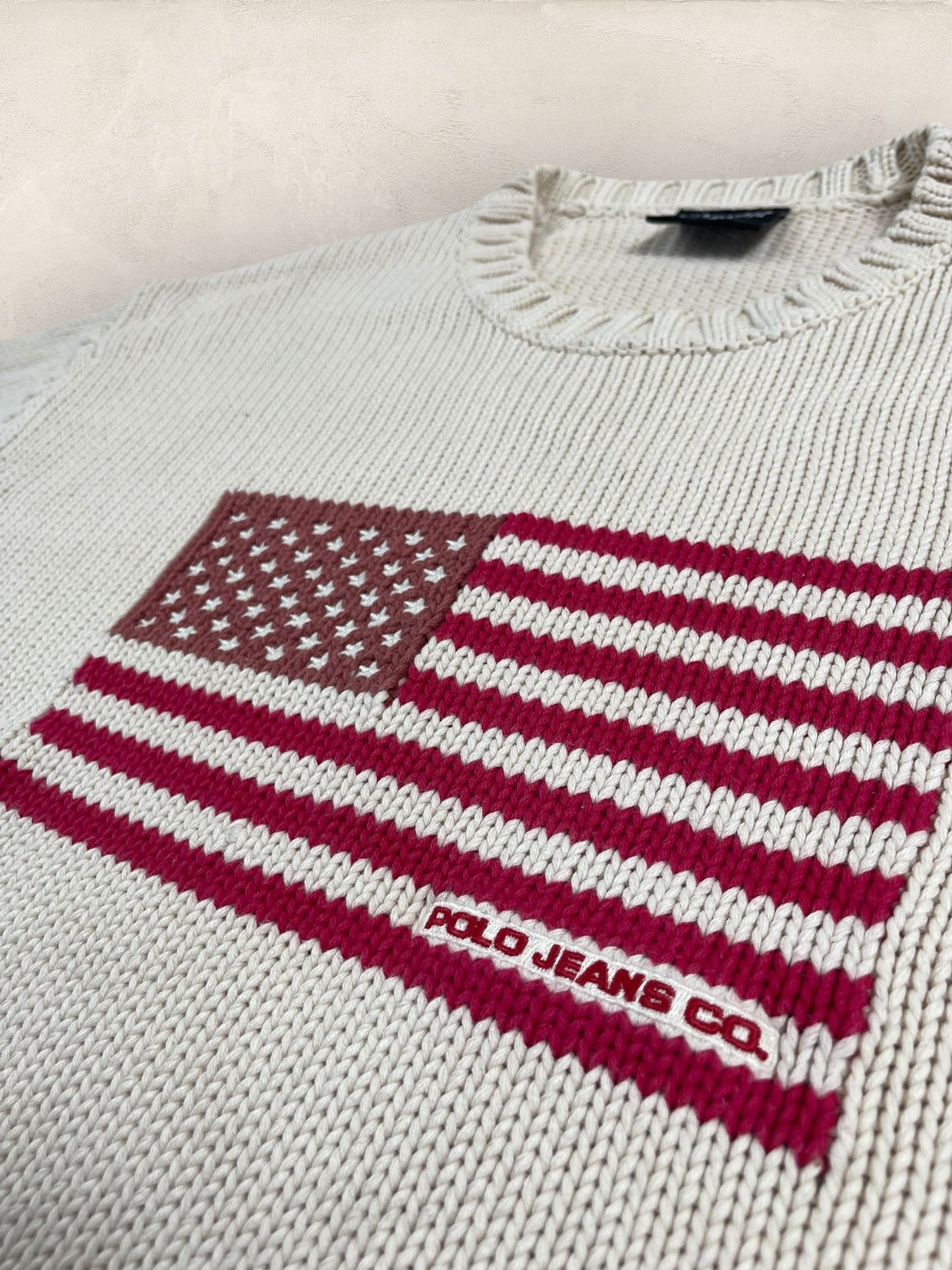Pull Ralph Lauren Flag/Drapeau américain ref: 2603 - CREME - L - amifrip - Friperie en ligne et vêtements vintage