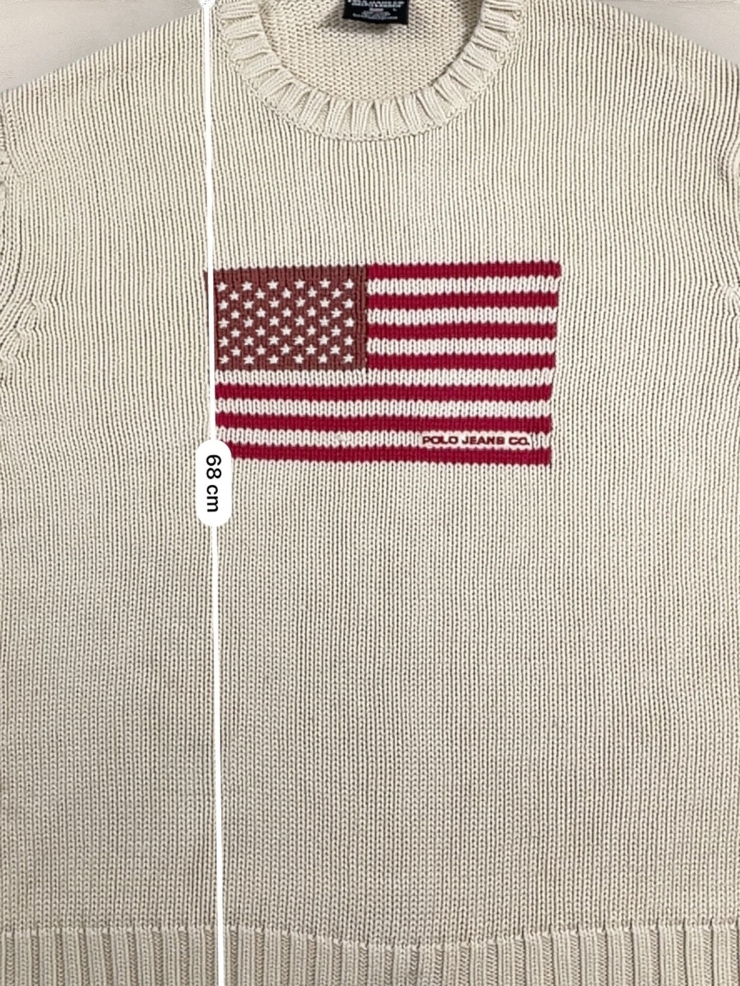Pull Ralph Lauren Flag/Drapeau américain ref: 2603 - CREME - L - amifrip - Friperie en ligne et vêtements vintage