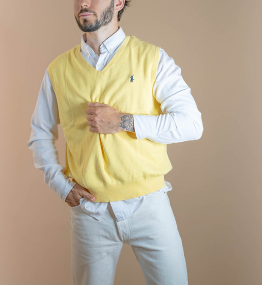 Pull Sans Manche Ralph Lauren Homme 57 - JAUNE - L - amifrip - Friperie en ligne et vêtements vintage