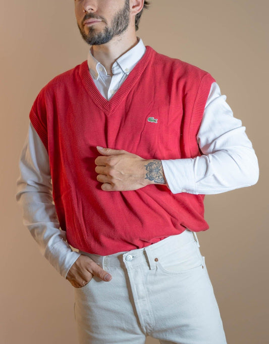 Pull Sans Manches Lacoste Homme 419 - ROUGE - 2XL - amifrip - Friperie en ligne et vêtements vintage