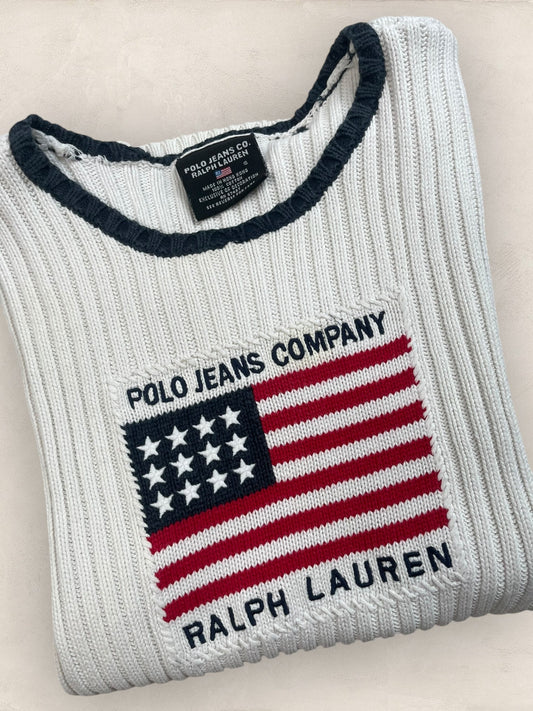 Pull sweat à capuche, Ralph Lauren Flag Drapeau USA, Blanc S Femme (2597) - BLANC - S - amifrip