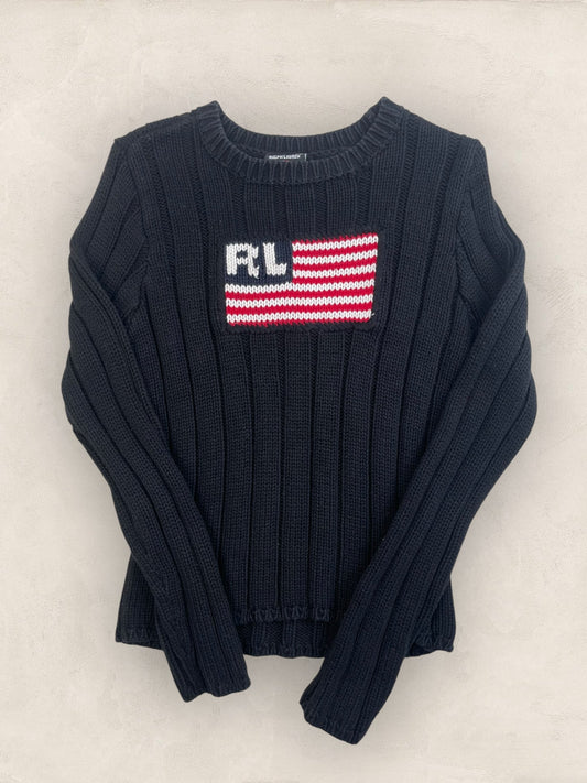 Pull sweat à capuche, Ralph Lauren Flag Drapeau USA, Noir M Femme (2607) - NOIR - M - amifrip