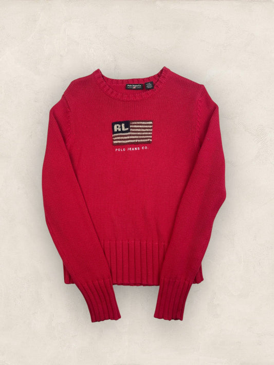 Pull sweat à capuche, Ralph Lauren Flag Drapeau USA, Rouge L Femme (2601) - ROUGE - L - amifrip