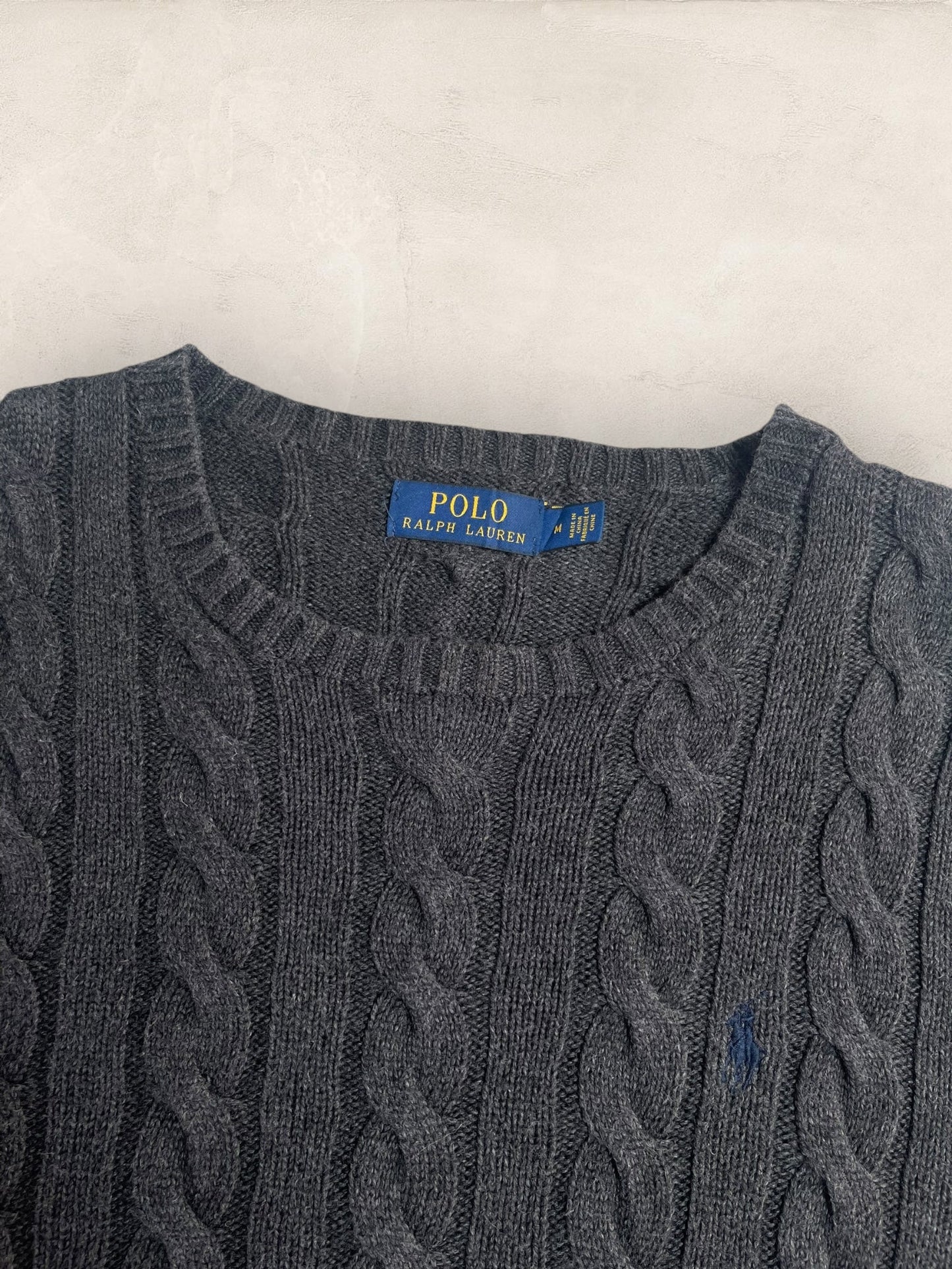 Pull Torsadé Ralph Lauren Homme #1822 - M - Gris - amifrip - Friperie en ligne et vêtements vintage