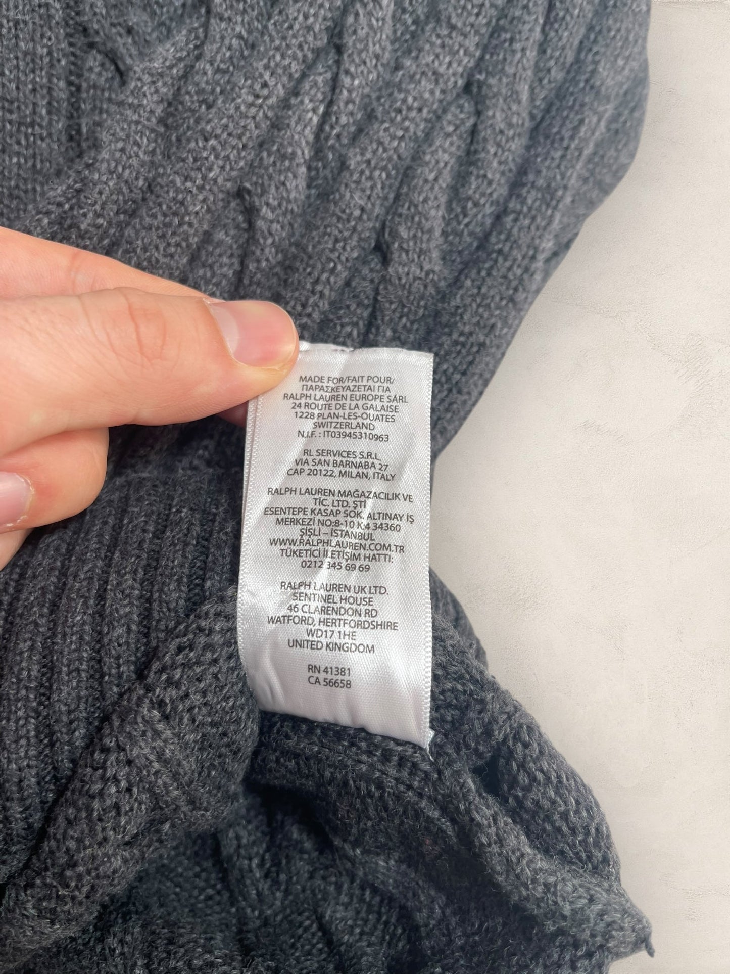 Pull Torsadé Ralph Lauren Homme #1822 - M - Gris - amifrip - Friperie en ligne et vêtements vintage