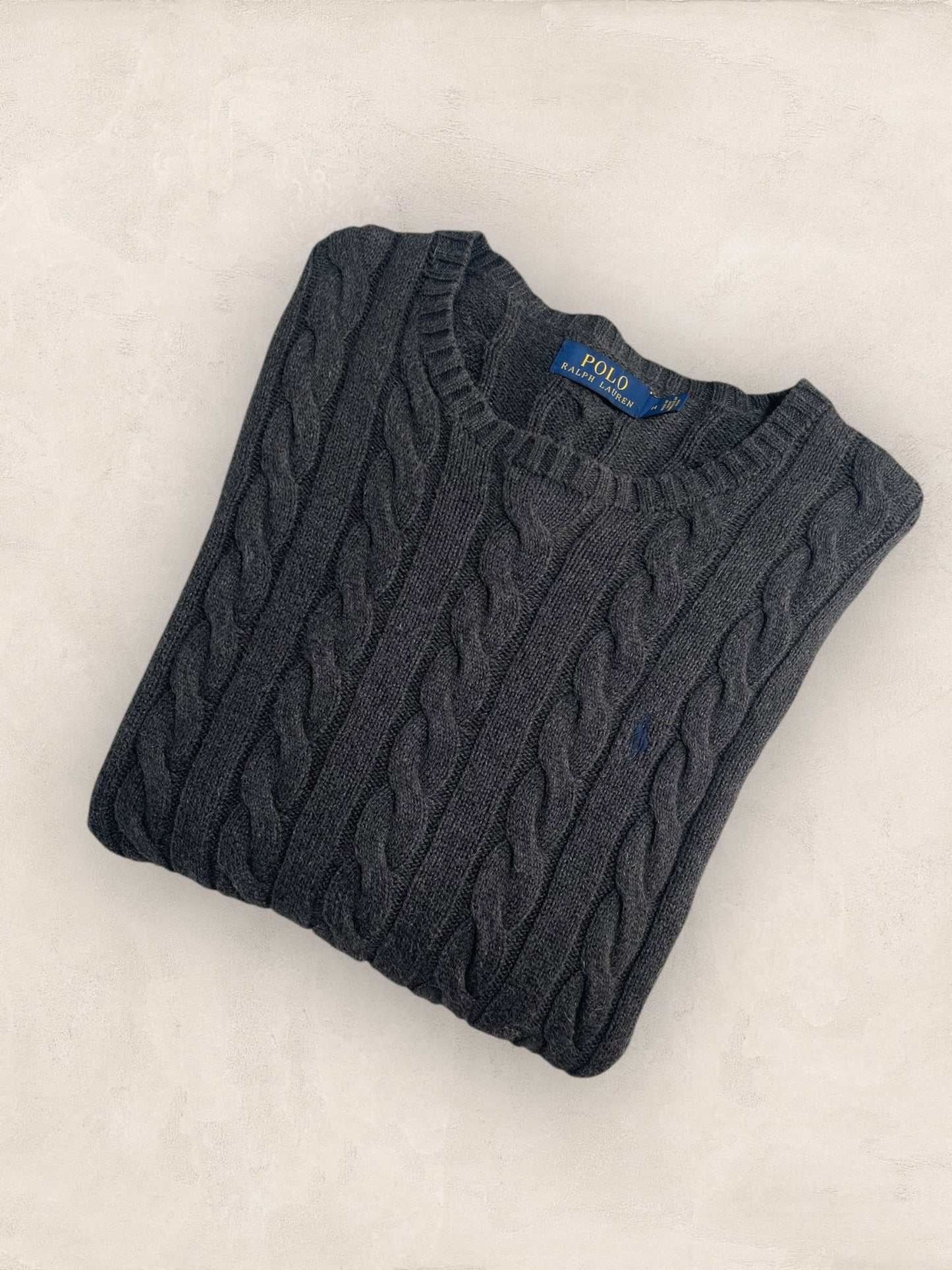 Pull Torsadé Ralph Lauren Homme #1822 - M - Gris - amifrip - Friperie en ligne et vêtements vintage