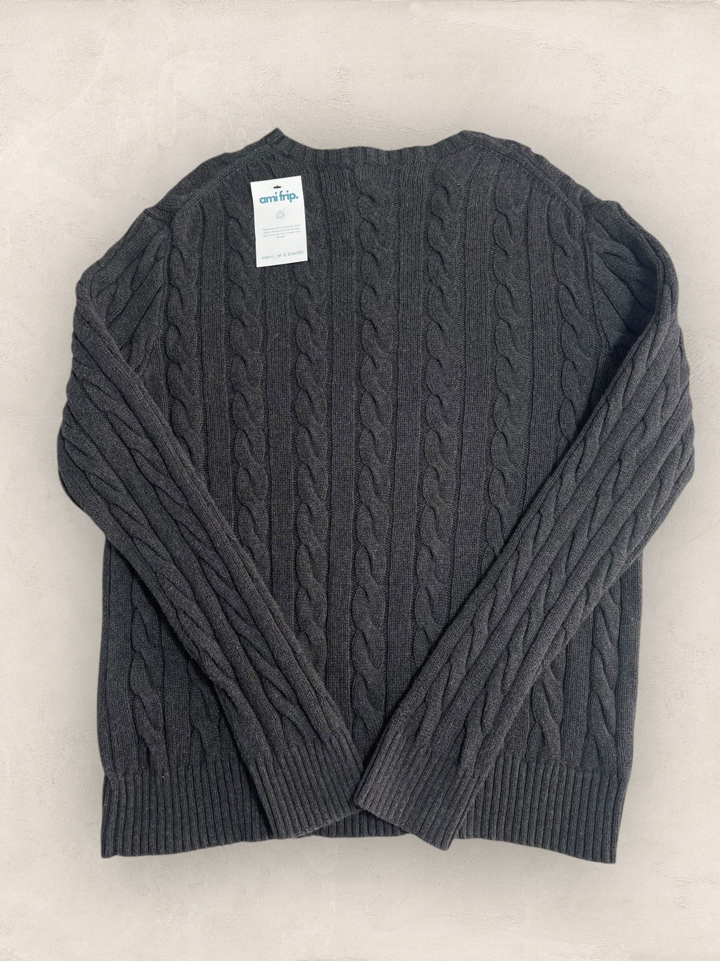 Pull Torsadé Ralph Lauren Homme #1822 - M - Gris - amifrip - Friperie en ligne et vêtements vintage