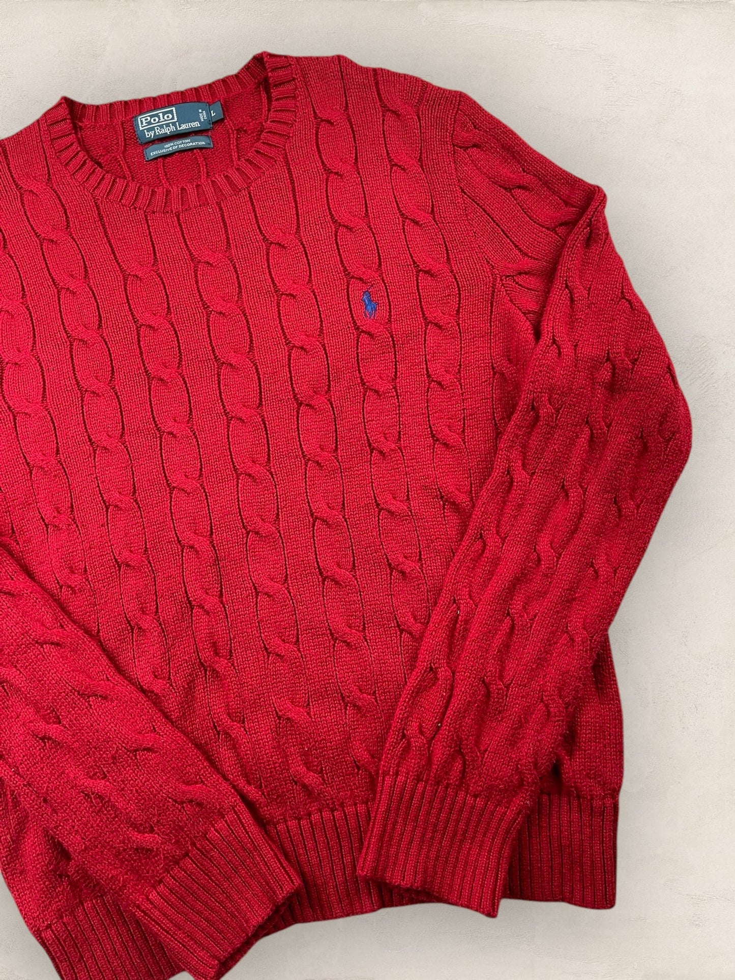 Pull Torsadé Ralph Lauren Homme #1825 - Rouge - L - amifrip - Friperie en ligne et vêtements vintage