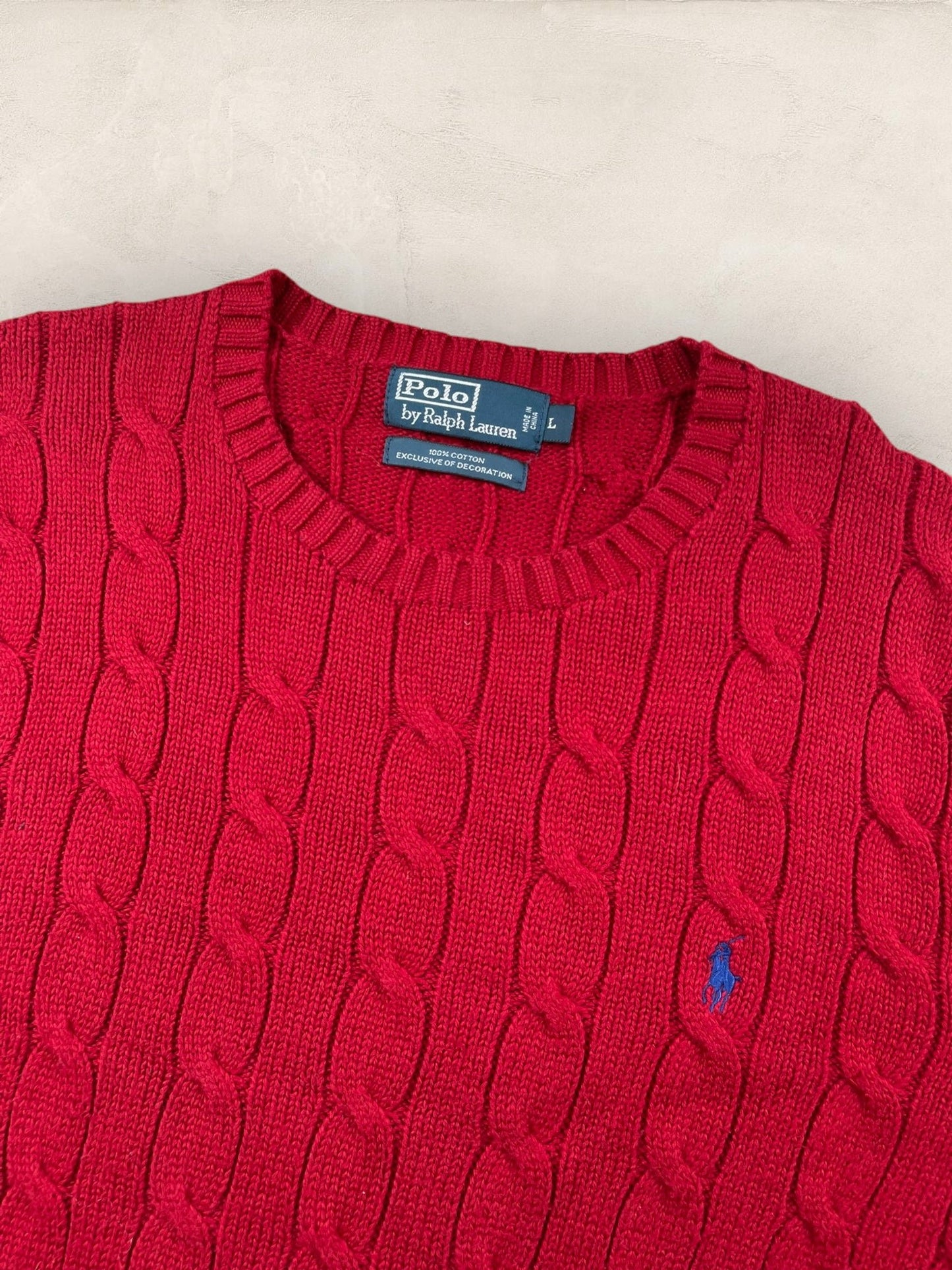 Pull Torsadé Ralph Lauren Homme #1825 - Rouge - L - amifrip - Friperie en ligne et vêtements vintage