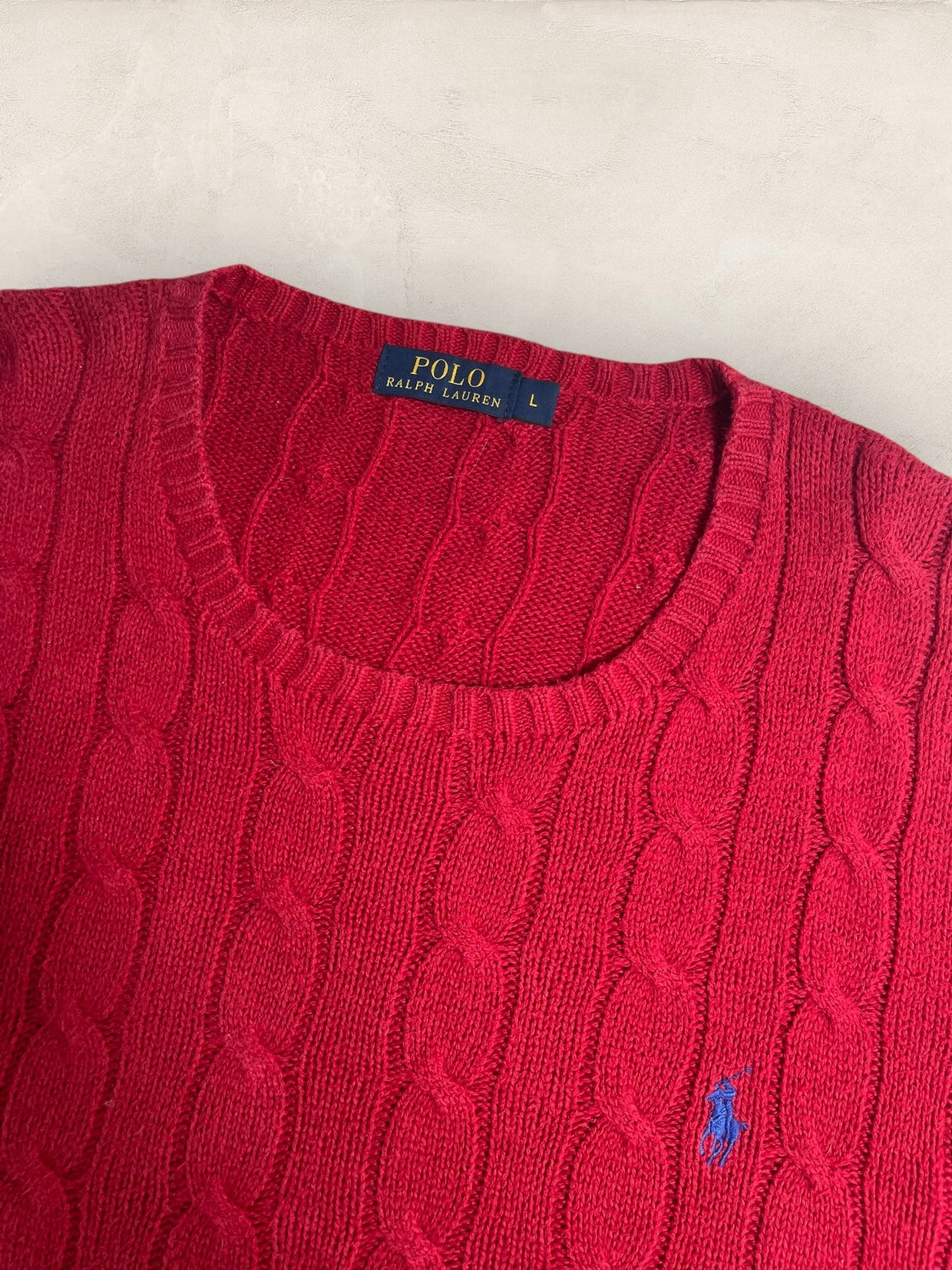 Pull Torsadé Ralph Lauren Homme #1861 - Rouge - L - amifrip - Friperie en ligne et vêtements vintage