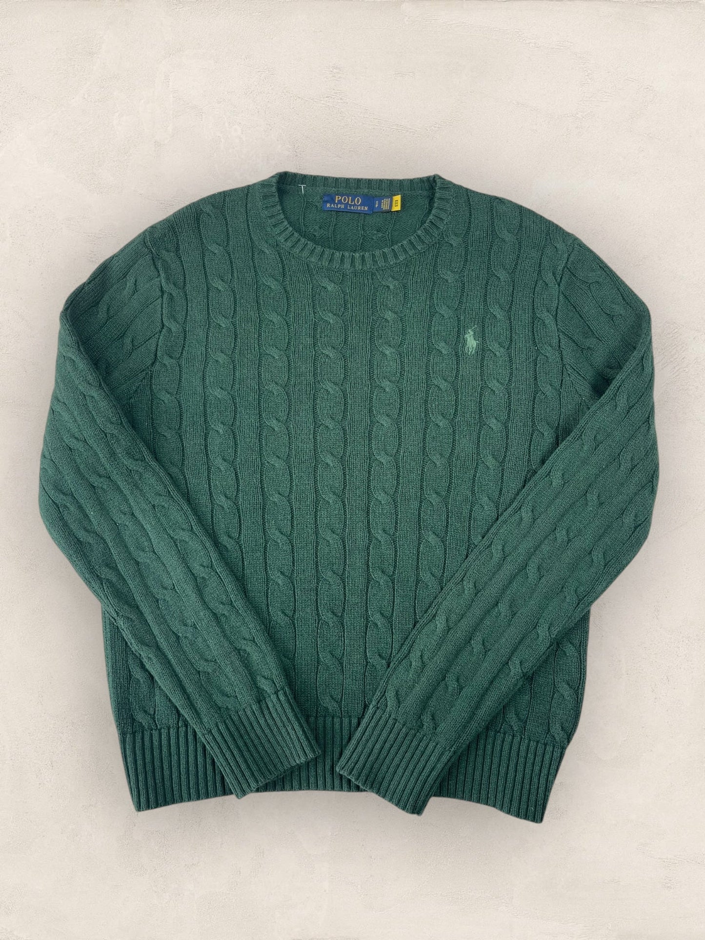 Pull Torsadé Ralph Lauren Vert S Homme Ref : 1582 - Vert - S - amifrip - Friperie en ligne et vêtements vintage