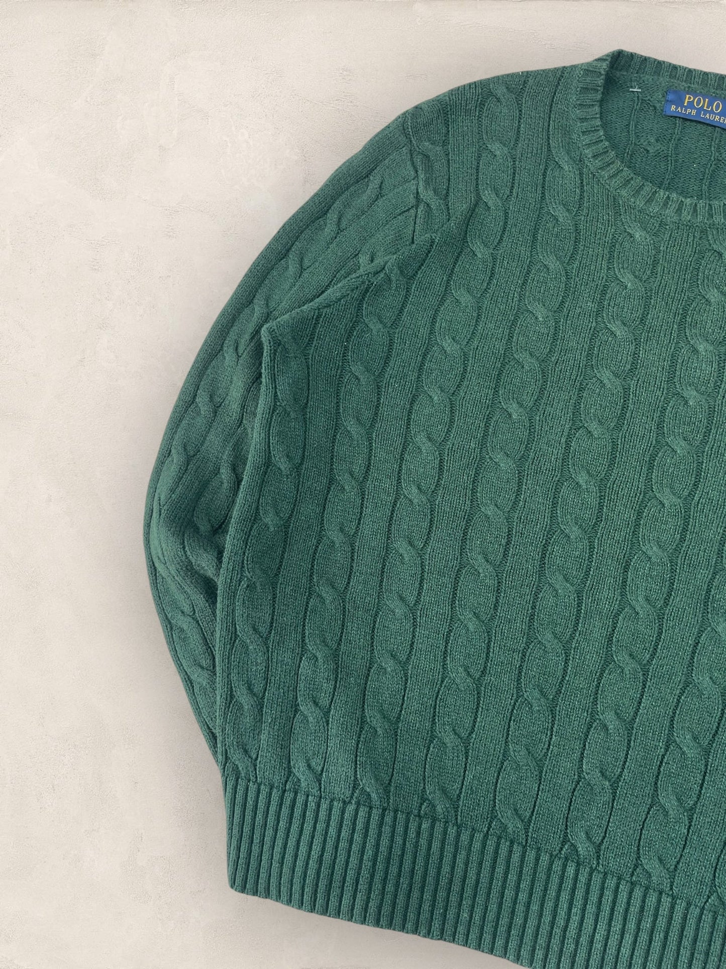 Pull Torsadé Ralph Lauren Vert S Homme Ref : 1582 - Vert - S - amifrip - Friperie en ligne et vêtements vintage