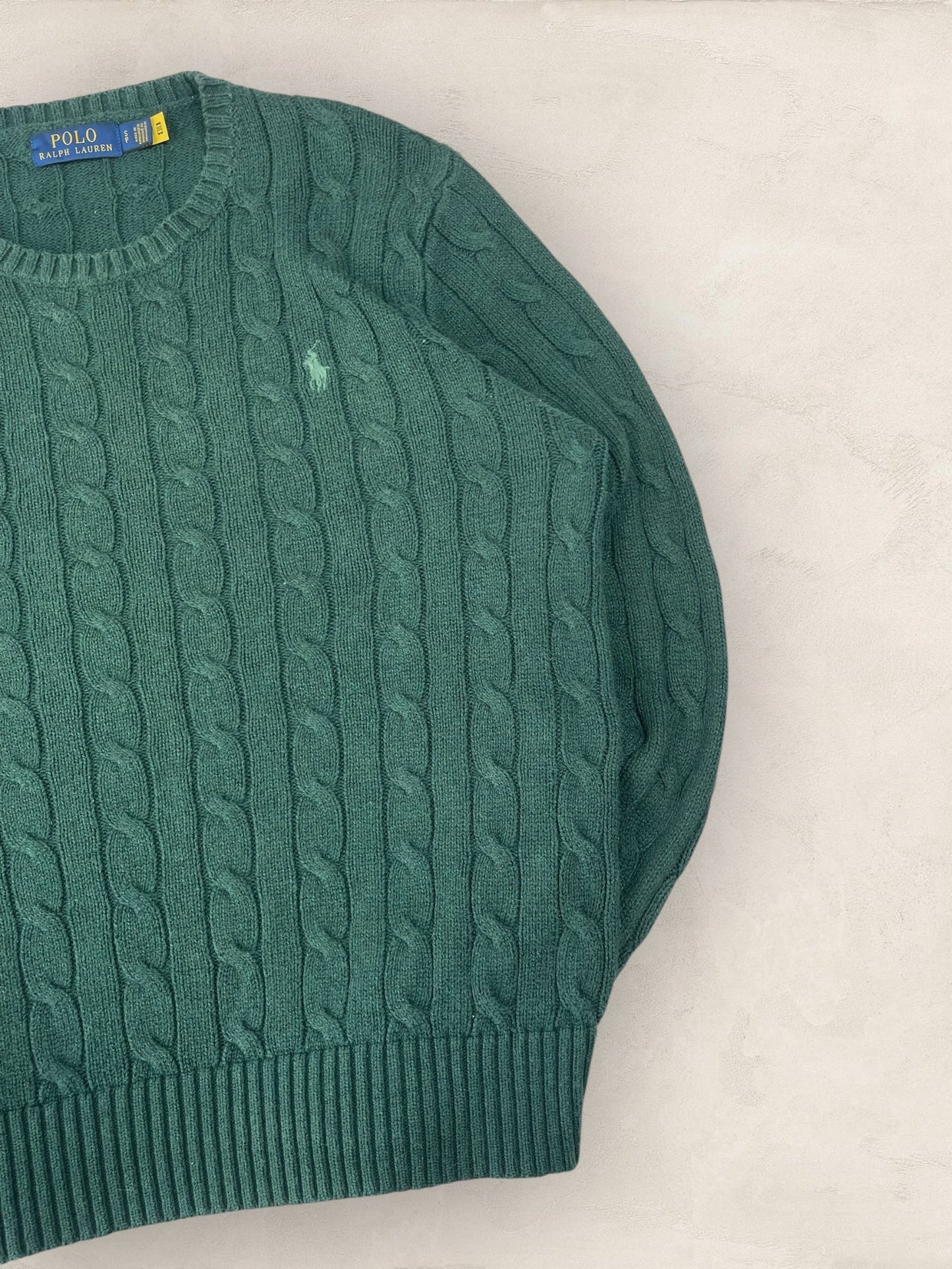 Pull Torsadé Ralph Lauren Vert S Homme Ref : 1582 - Vert - S - amifrip - Friperie en ligne et vêtements vintage