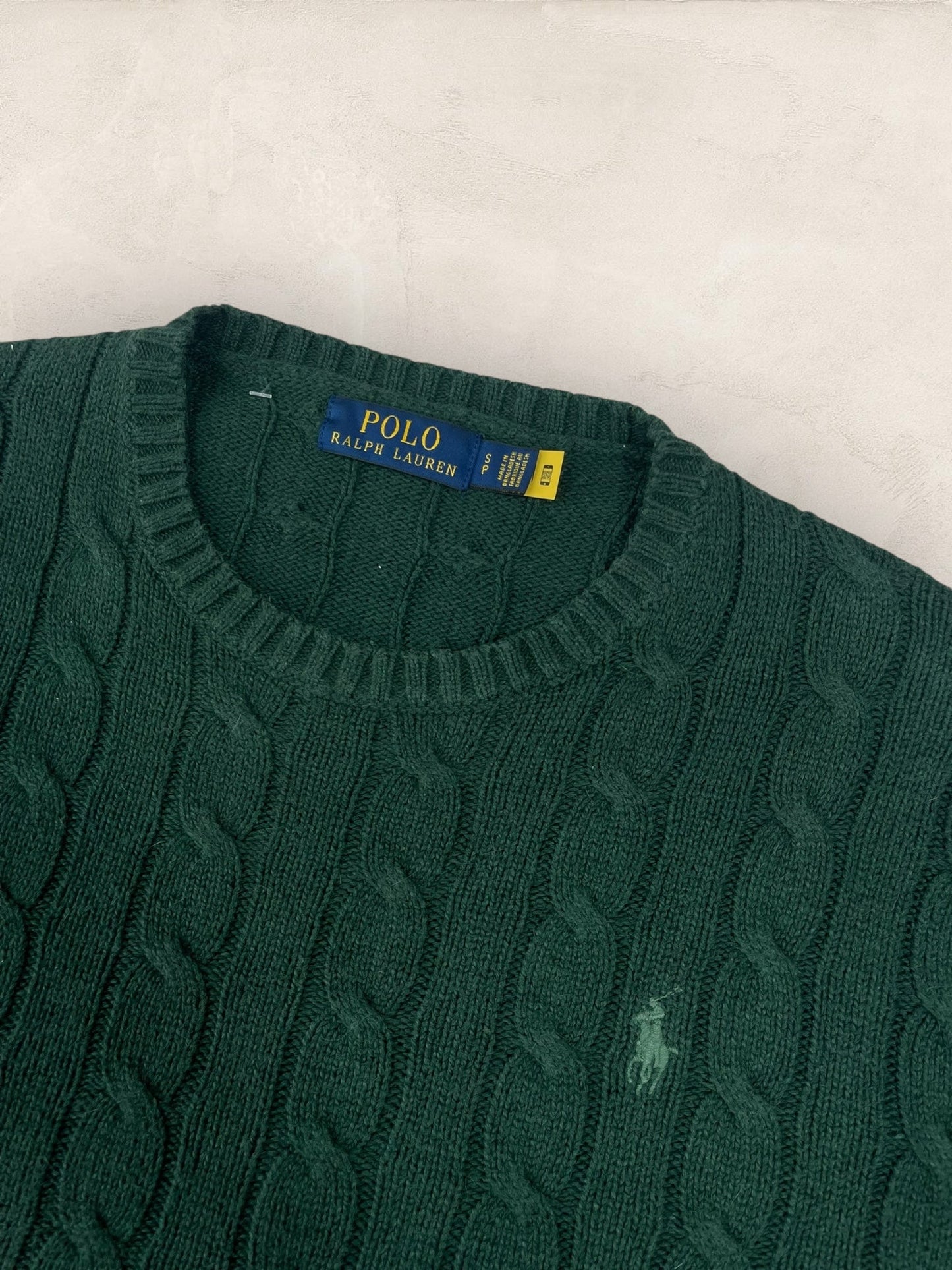 Pull Torsadé Ralph Lauren Vert S Homme Ref : 1582 - Vert - S - amifrip - Friperie en ligne et vêtements vintage