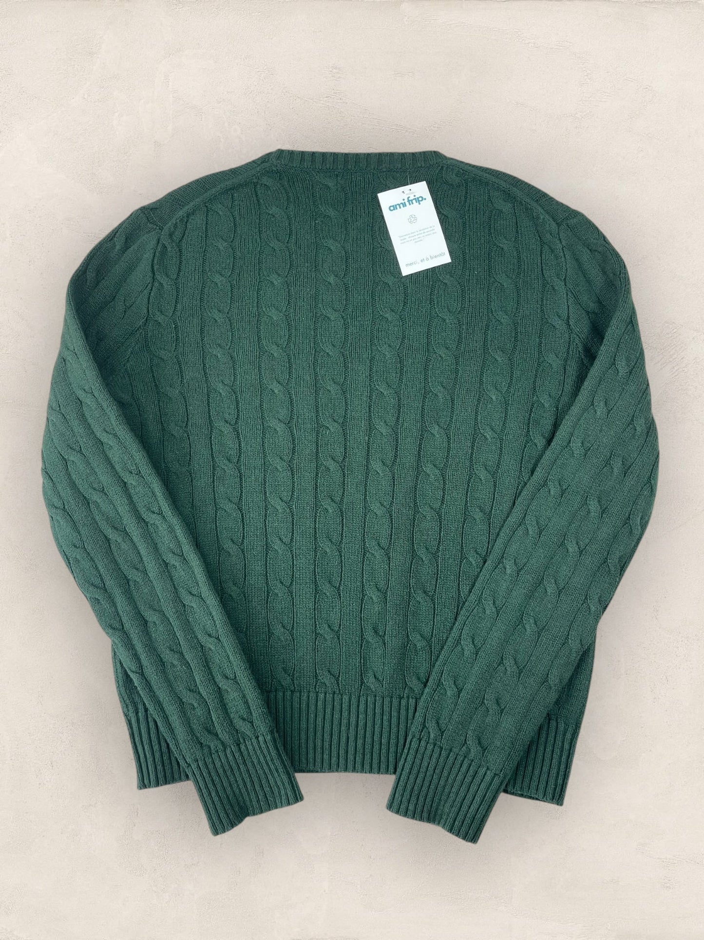 Pull Torsadé Ralph Lauren Vert S Homme Ref : 1582 - Vert - S - amifrip - Friperie en ligne et vêtements vintage