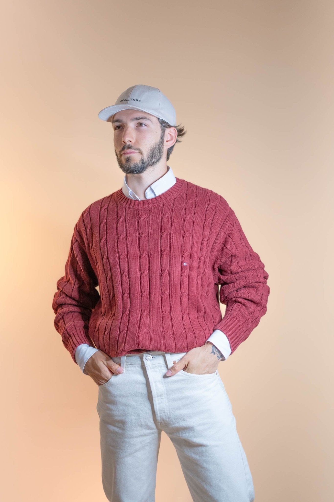 Pull Torsadée Tommy Hilfiger Homme 635 - ROUGE - L - amifrip - Friperie en ligne et vêtements vintage