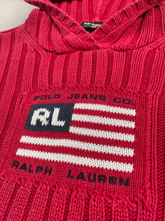 Sweat à capuche Ralph Lauren Flag/Drapeau américain ref: 2584 - ROUGE - L - amifrip - Friperie en ligne et vêtements vintage