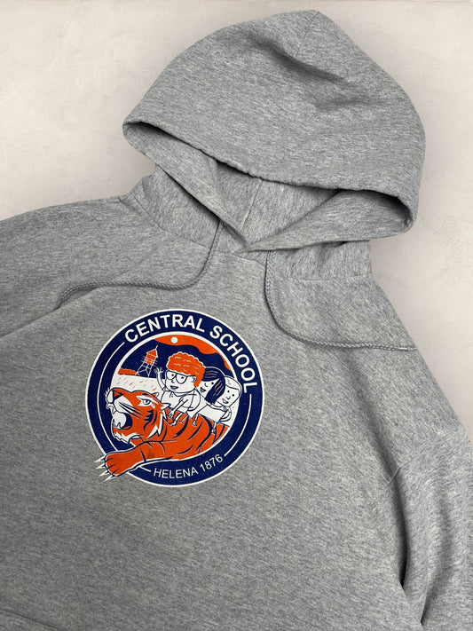 Sweat à capuche Sport - Team « Central School » #2251 - GRIS - M - amifrip - Friperie en ligne et vêtements vintage