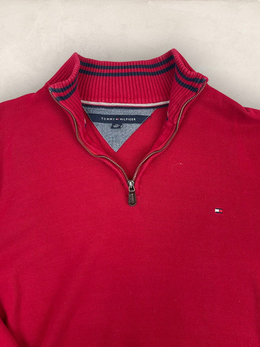 Pull 1/4 zip Tommy Hilfiger - Homme Xxl - Rouge - Coton - Vl0326