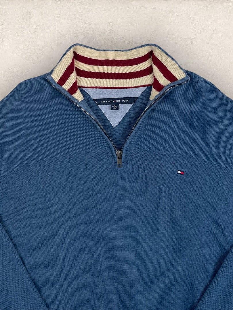 Pull 1/4 zip Tommy Hilfiger - Homme Xl - Bleu - Coton - Très bon état - Ts0226