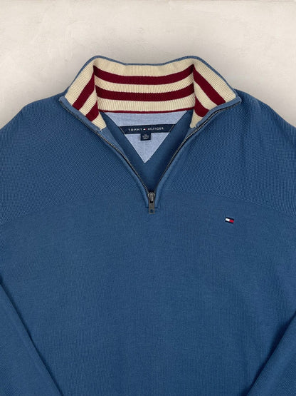 Pull 1/4 zip Tommy Hilfiger - Homme Xl - Bleu - Coton - Très bon état - Ts0226