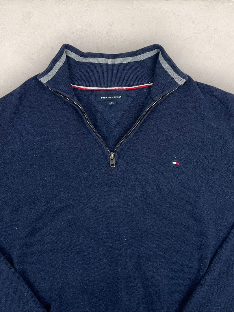 Pull 1/4 zip Tommy Hilfiger - Homme Xl - Bleu - Coton - Très bon état - Ts0220