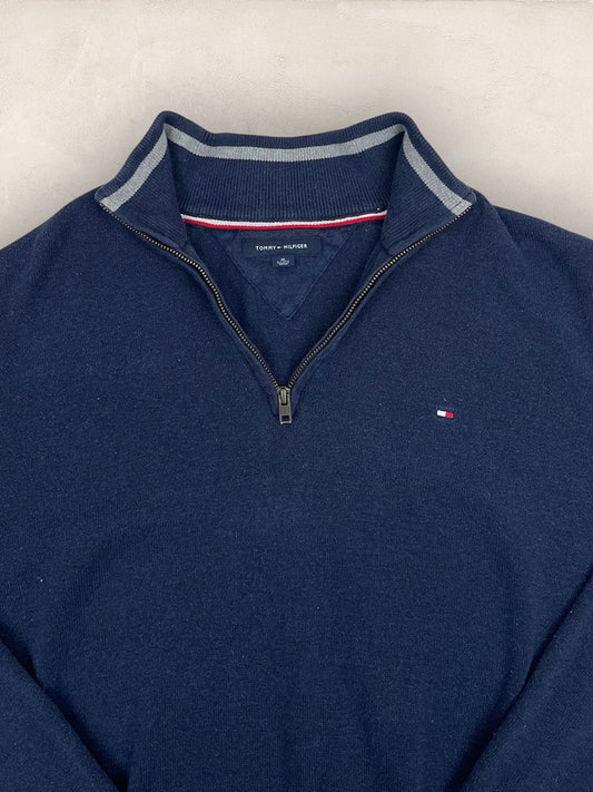 Pull 1/4 zip Tommy Hilfiger - Homme Xl - Bleu - Coton - Très bon état - Ts0220