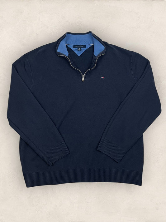 Pull 1/4 zip Tommy Hilfiger - Homme Xxl - Marine - Coton - Très bon état - Ts0229