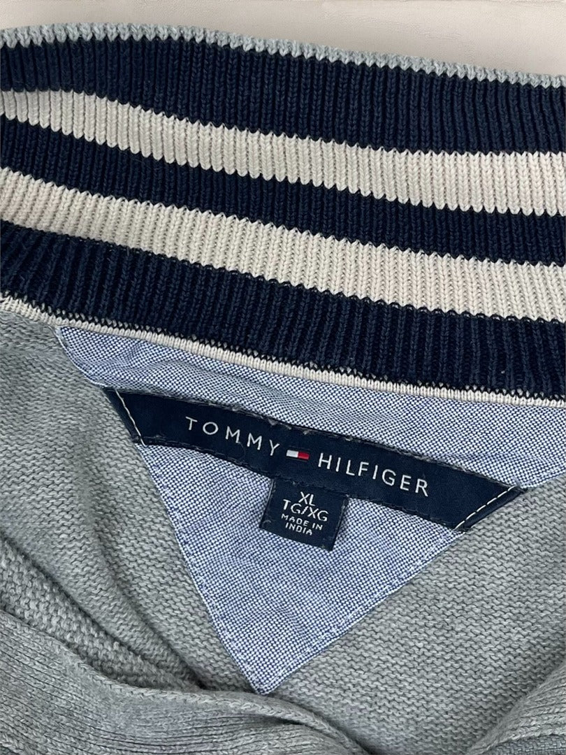 Pull Demi-zip Tommy Hilfiger homme Xl - Gris - Tbe - Ts0228