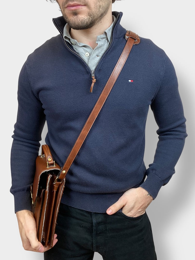 Pull 1/4 zip, Demi-zip Tommy Hilfiger - homme Xs - Bleu marine - Très bon état - Ts0143