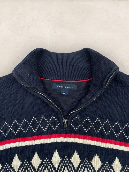 1/4 zip Homme Tommy Hilfiger Bleu Marine L Ref:3673 - Bleu Marine - L - amifrip