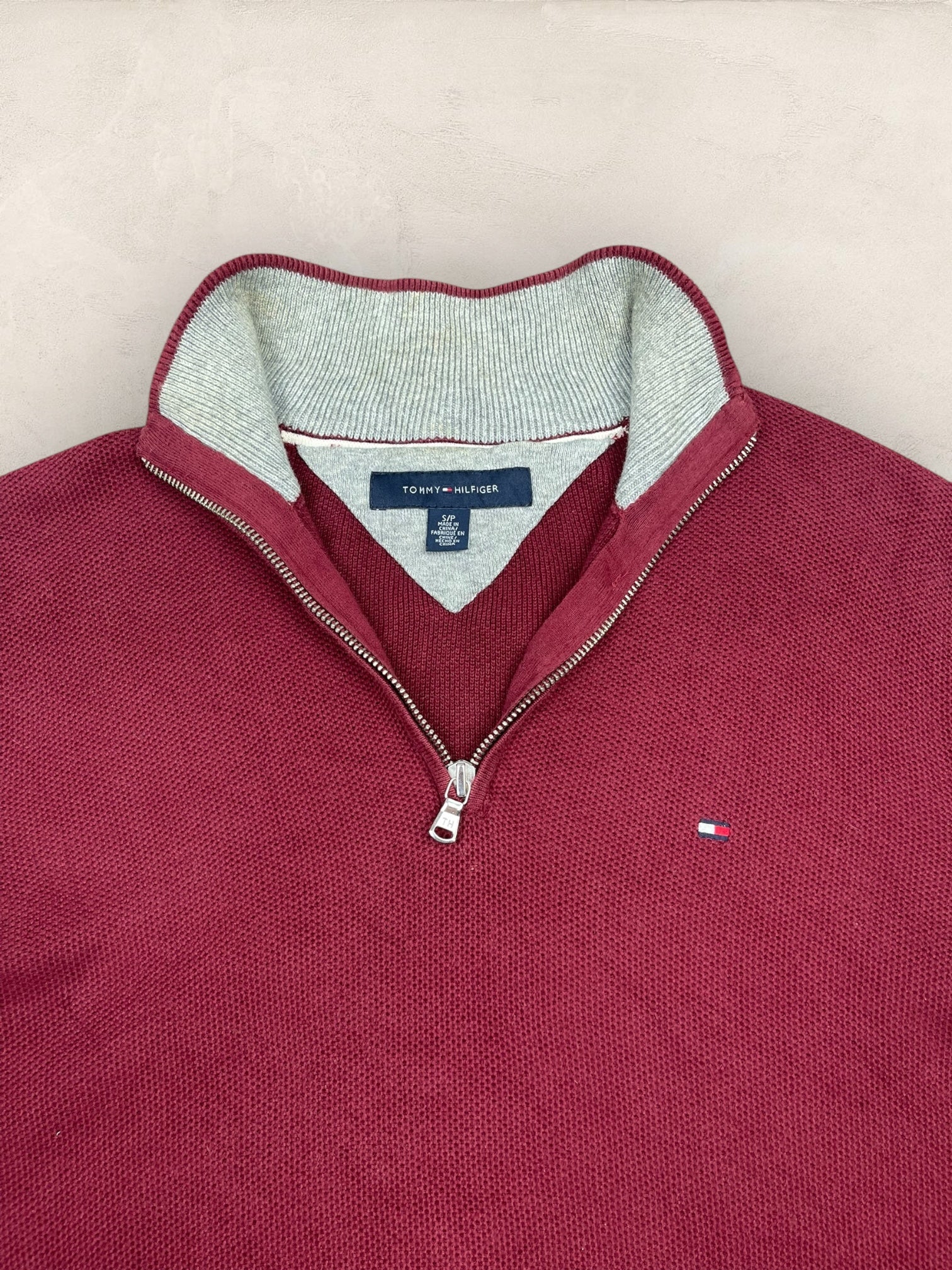 1/4 zip Homme Tommy Hilfiger Bordeaux S Ref:3672 - Bordeaux - S - amifrip