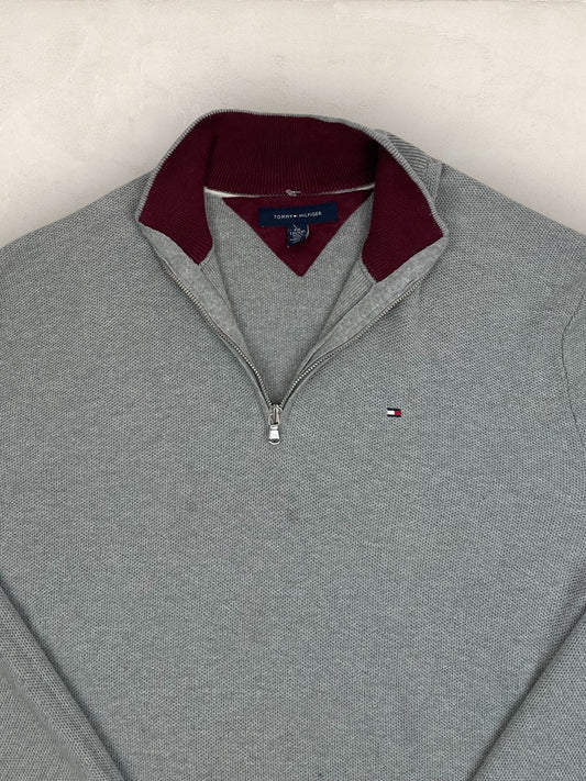 Pull 1/4 zip, Demi-zip Tommy Hilfiger - Homme Xxl - Gris - - Coton - Bon état - Ts0232