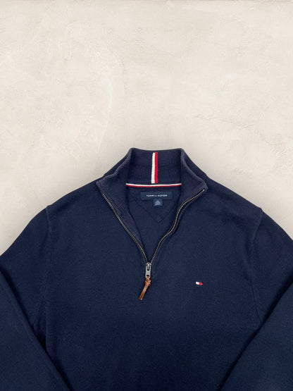 Pull 1/4 zip, Demi-zip Tommy Hilfiger - homme Xs - Bleu marine - Très bon état - Ts0143