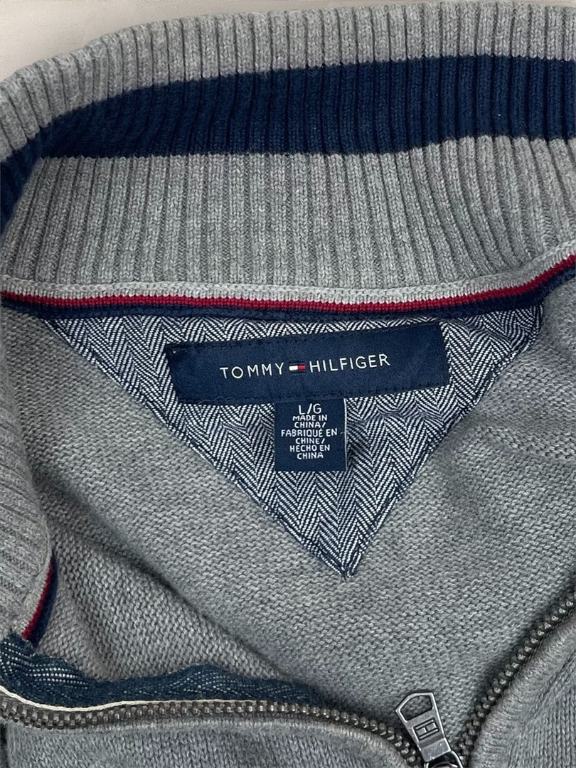 Pull 1/4 zip Tommy Hilfiger - Homme L - Gris - Coton - Tbe - TS0219