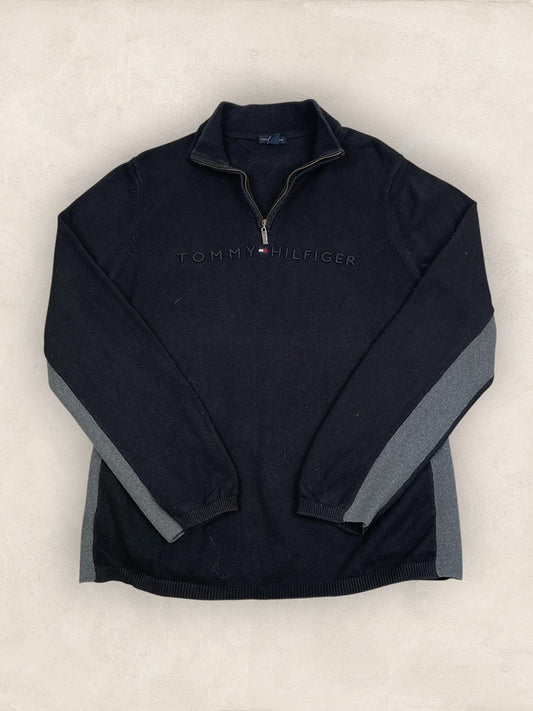 Pull 1/4 zip Tommy Hilfiger - femme Xl - Noir - Coton - Vl0316