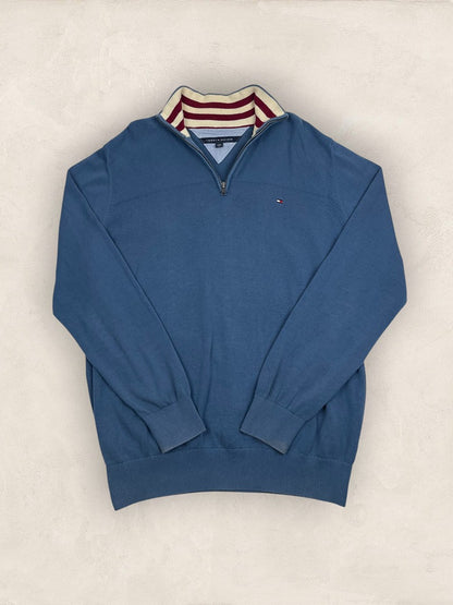 Pull 1/4 zip Tommy Hilfiger - Homme Xl - Bleu - Coton - Très bon état - Ts0226