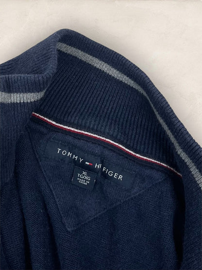 Pull 1/4 zip Tommy Hilfiger - Homme Xl - Marine - Coton - Très bon état - Ts0227