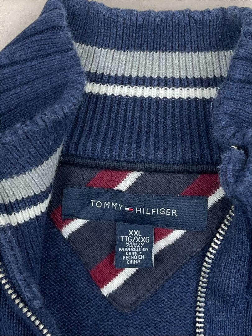 Pull Demi-zip Tommy Hilfiger - Homme Xxl - Marine - Coton - Ts0230