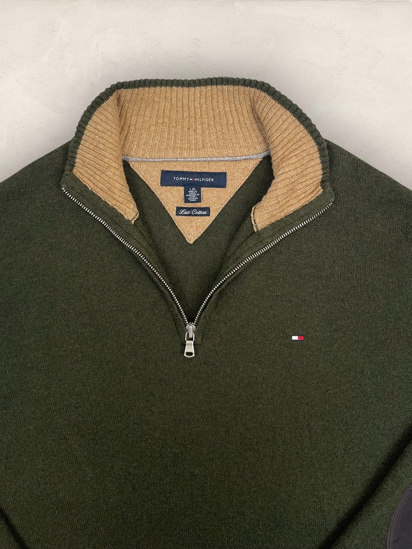 Pull Demi-zip Tommy Hilfiger - Homme L - Vert - Coton - Très bon état - Ts0214