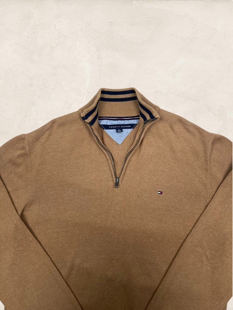 Pull 1/4 zip Tommy Hilfiger homme Xl - Marron - Coton - Très bon état - Ts0159
