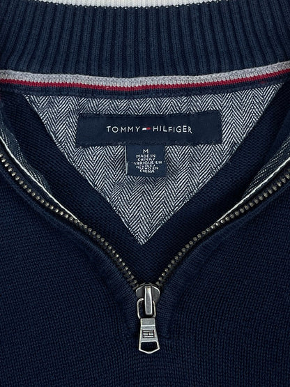 Pull 1/4 zip, Demi-zip Tommy Hilfiger - Homme M - Marine - Coton - Très bon état - Ts0209
