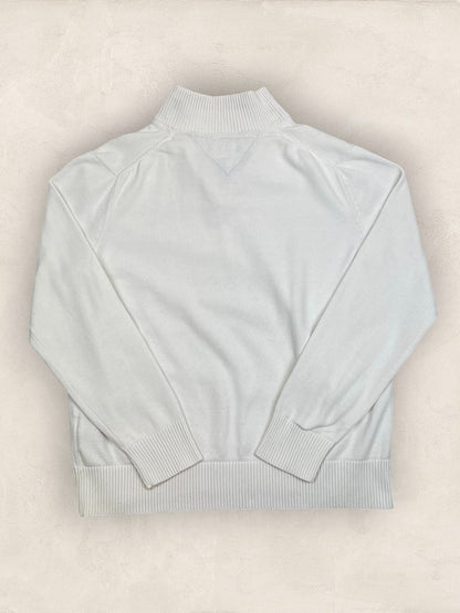 Pull 1/4 zip Tommy Hilfiger - Homme L - Blanc - Coton - Très bon état - Ts0212