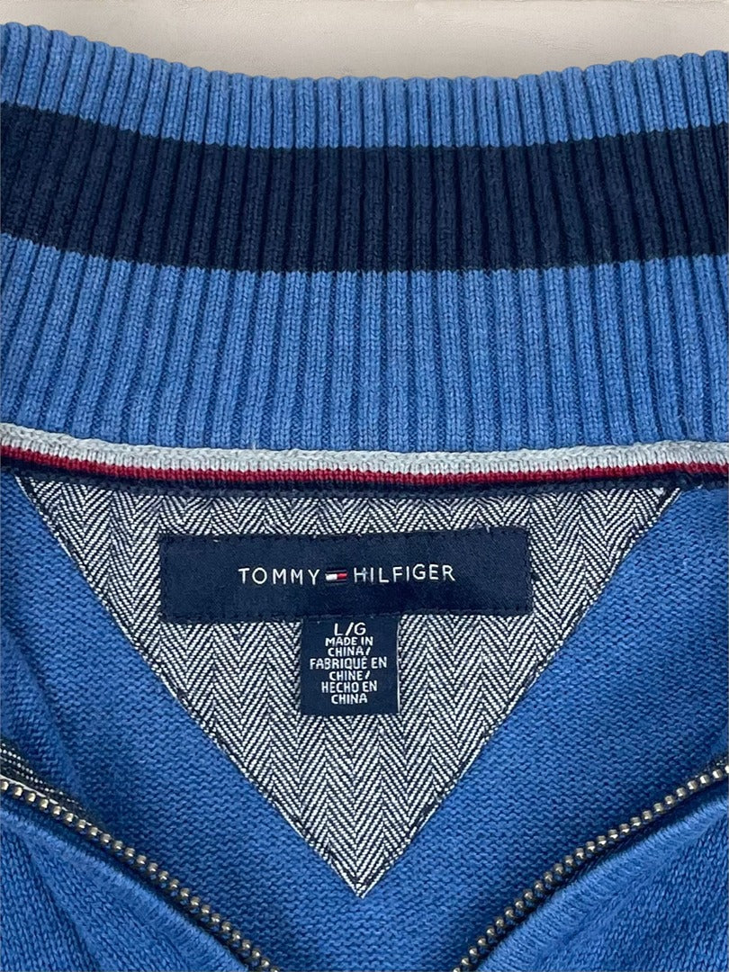 Pull 1/4 zip Tommy Hilfiger - Homme L - Bleu - Coton - Ts0210