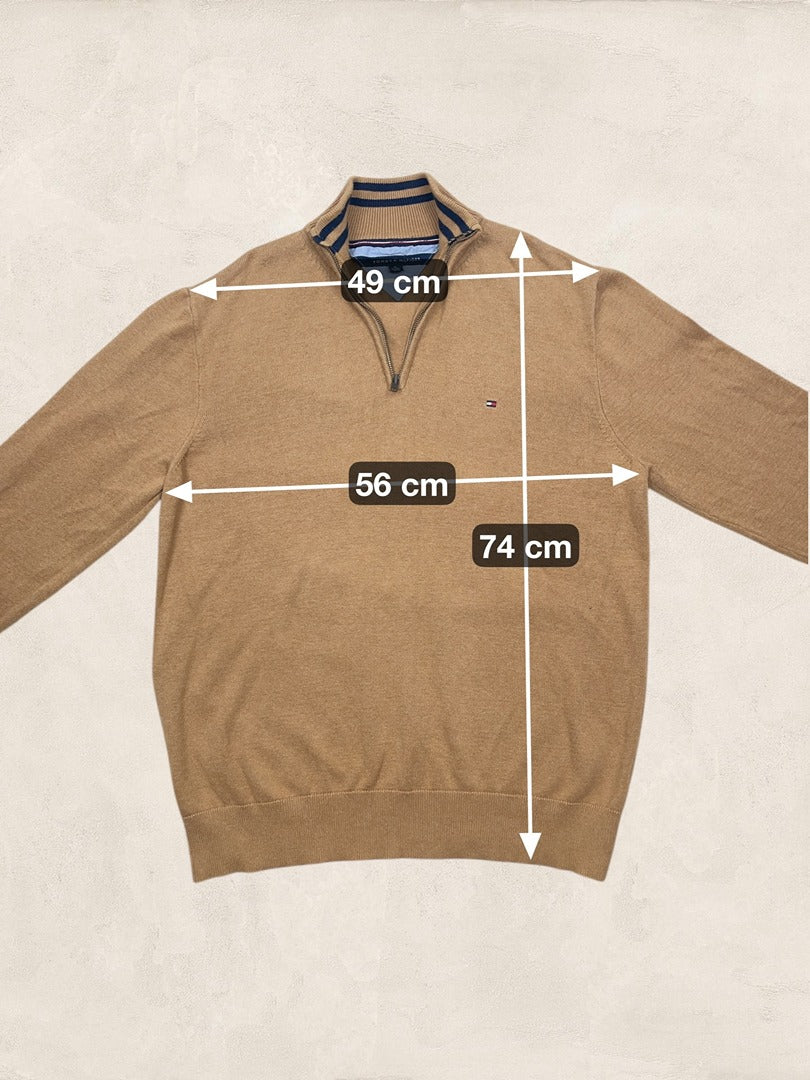 Pull 1/4 zip Tommy Hilfiger homme Xl - Marron - Coton - Très bon état - Ts0159